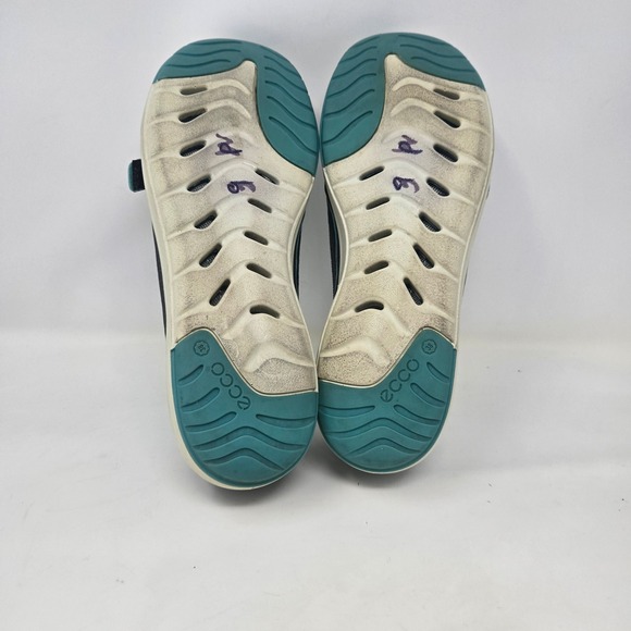 ECCO Womens Mary Jane Natural Motion Grey Teal Mesh Slip On Flat Size 38 7-7.5 - Picture 5 of 7